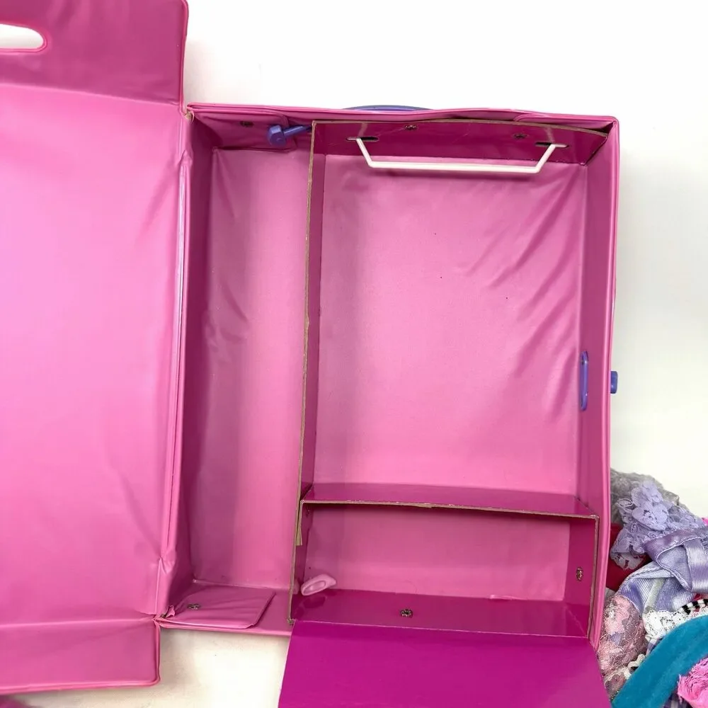 Vtg 1989 Barbie Doll Carrying Case Pink Vinyl Shopping Mattel Clothes 50+ Outfit